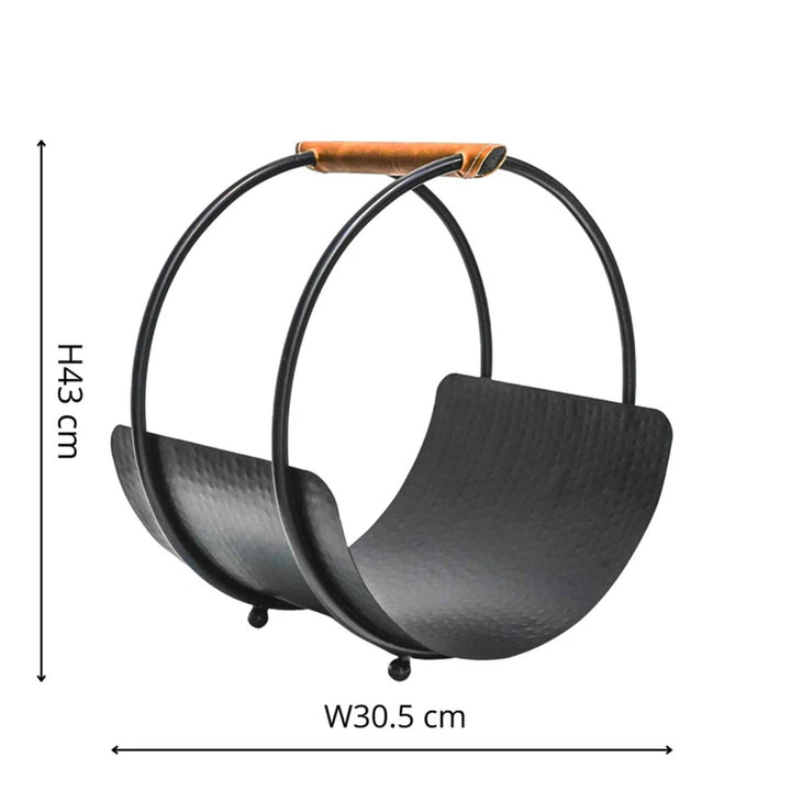 Ivyline Leather Handle Round Log Holder