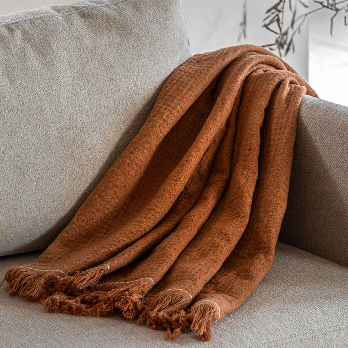 Gallery Direct Stitched Border Waffle Throw