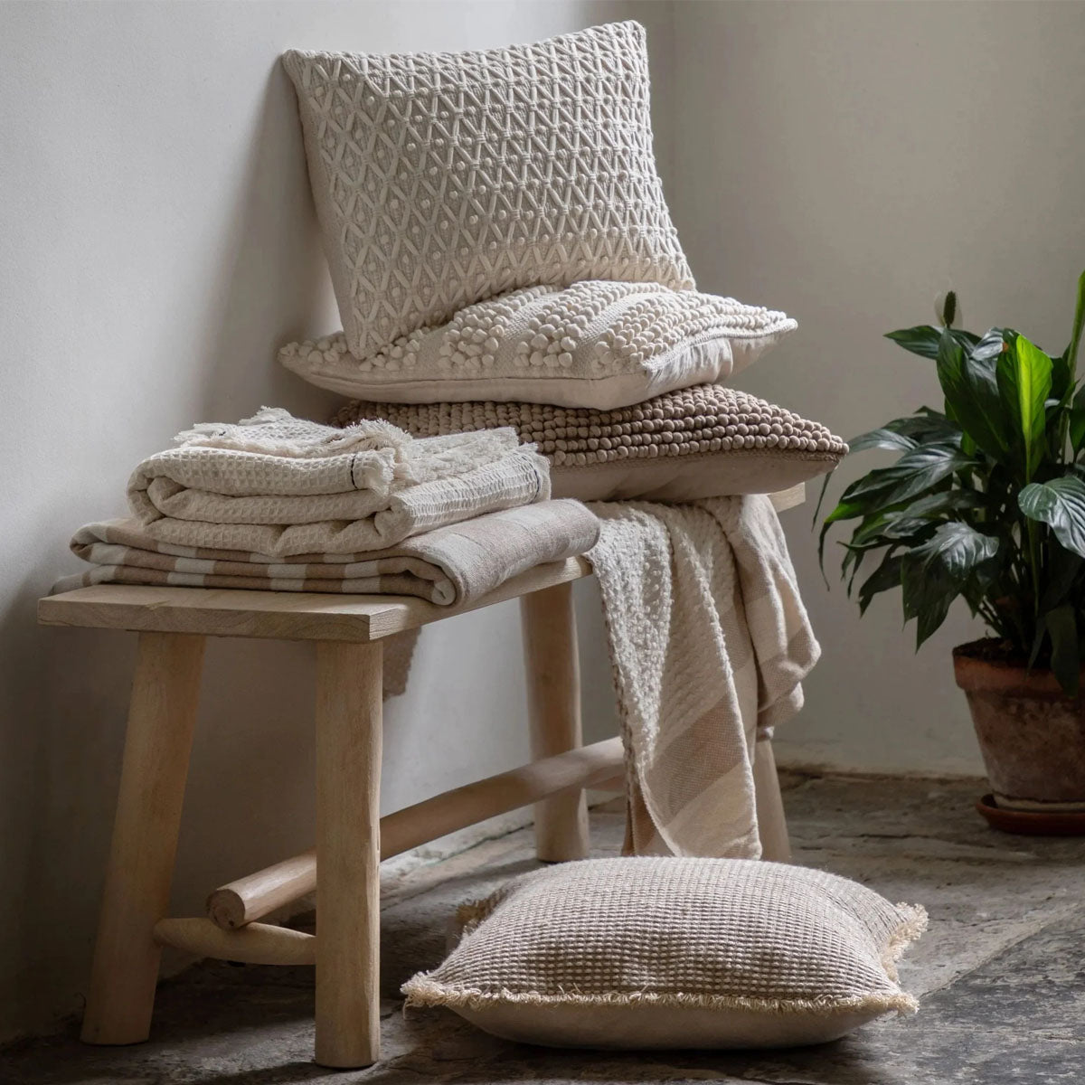 Gallery Direct Henton Textured Cushion Cream