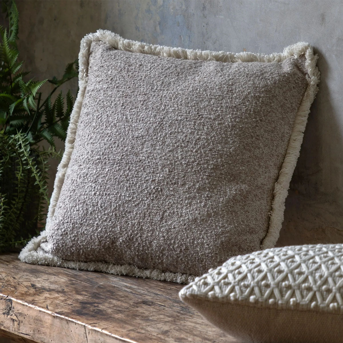 Gallery Direct Woodleigh Fringe Cushion Stone