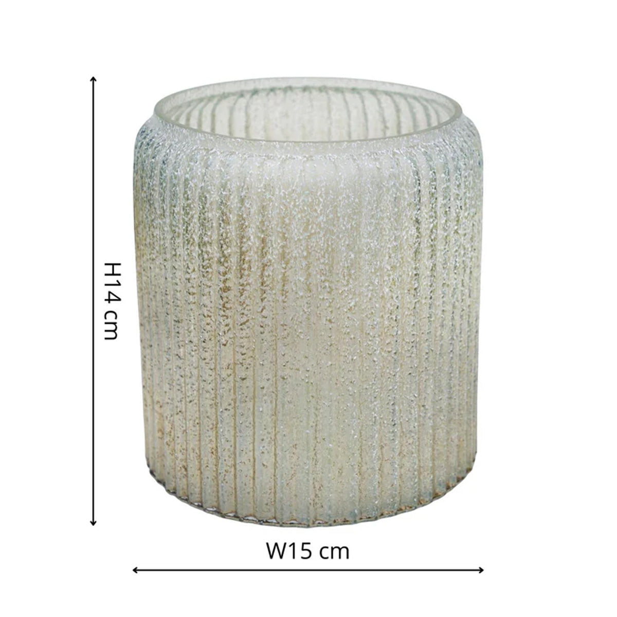 Ivyline Verre Frosted Ribbed Glass Gold Planter