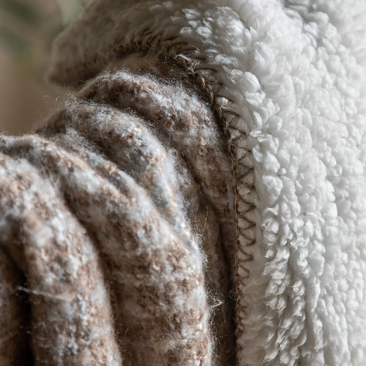 Gallery Direct Woven Natural Faux Mohair Sherpa Throw
