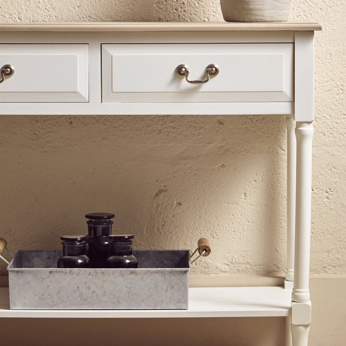 Beaumonde Home Heritage 2 Drawer Ivory Console Table