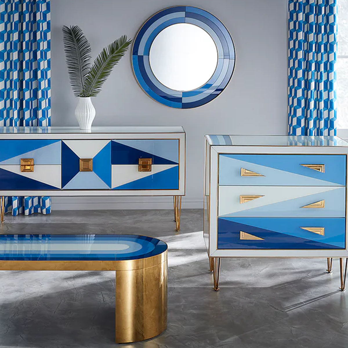Jonathan Adler Harlequin Round Mirror