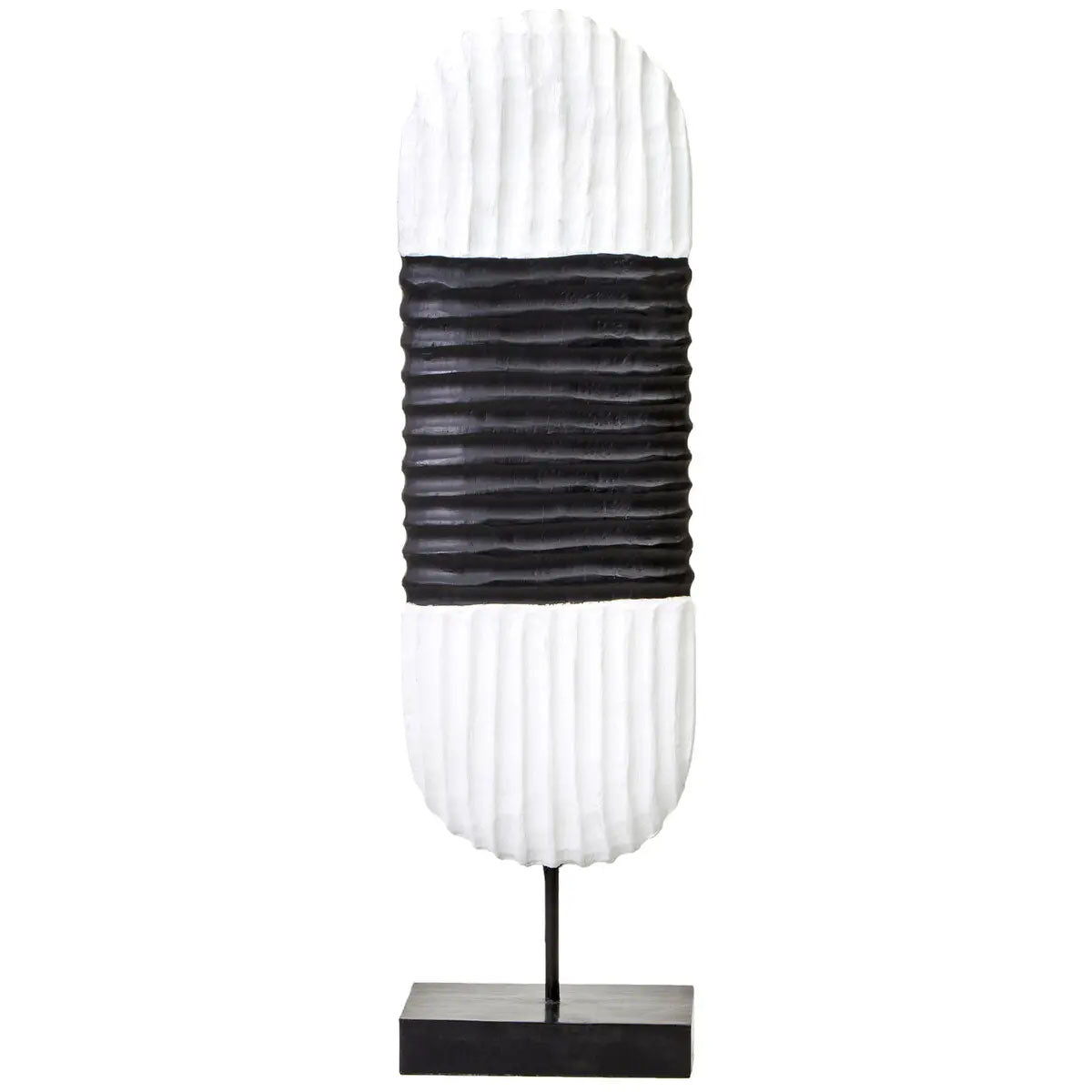 Beaumonde Home Fidel Black and White Mango Wood Oblong Sculpture