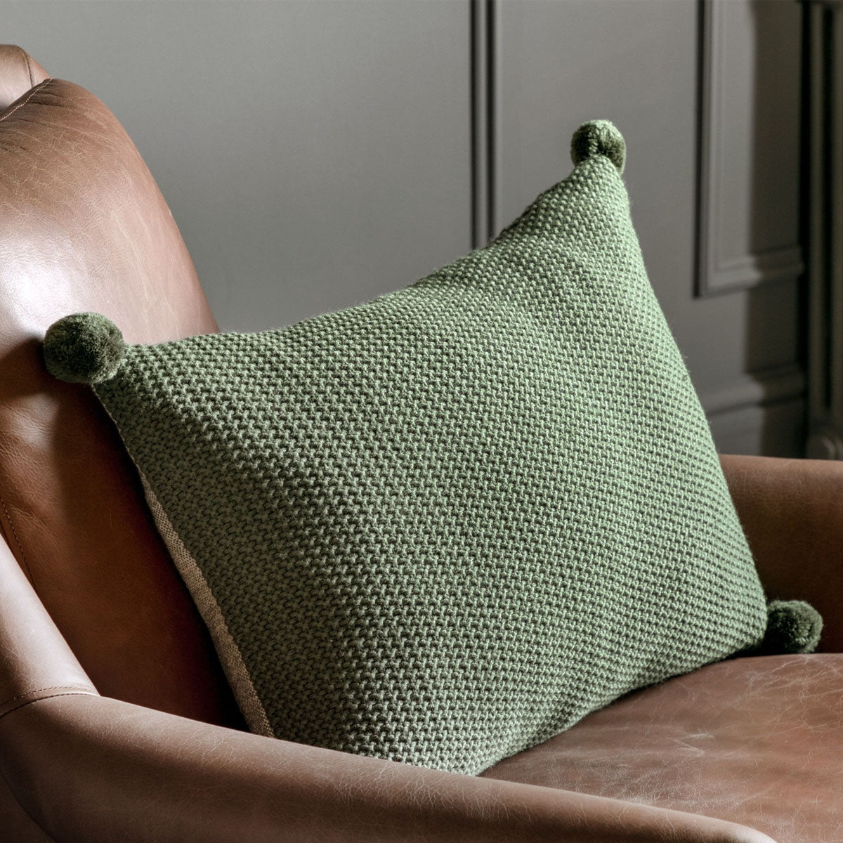 Gallery Direct Moss Stitch PomPom Cushion