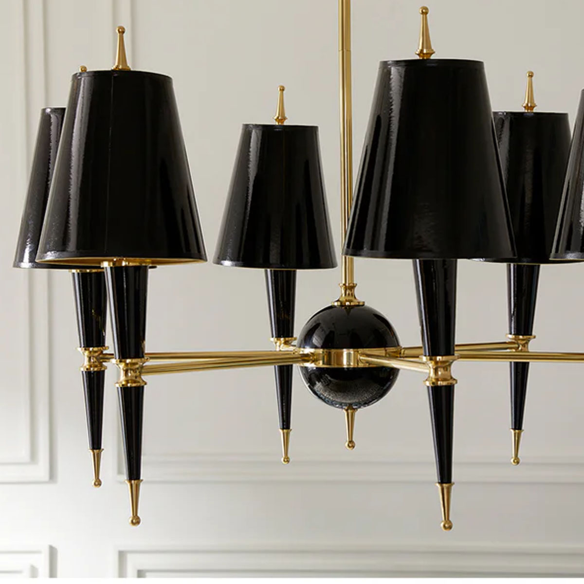 Jonathan Adler Versailles Chandelier - Black/Modern Brass - Black Lacquer Shade