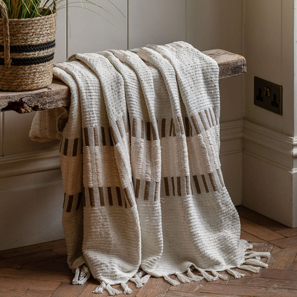 Gallery Direct Longshaw Woven Throw Natural