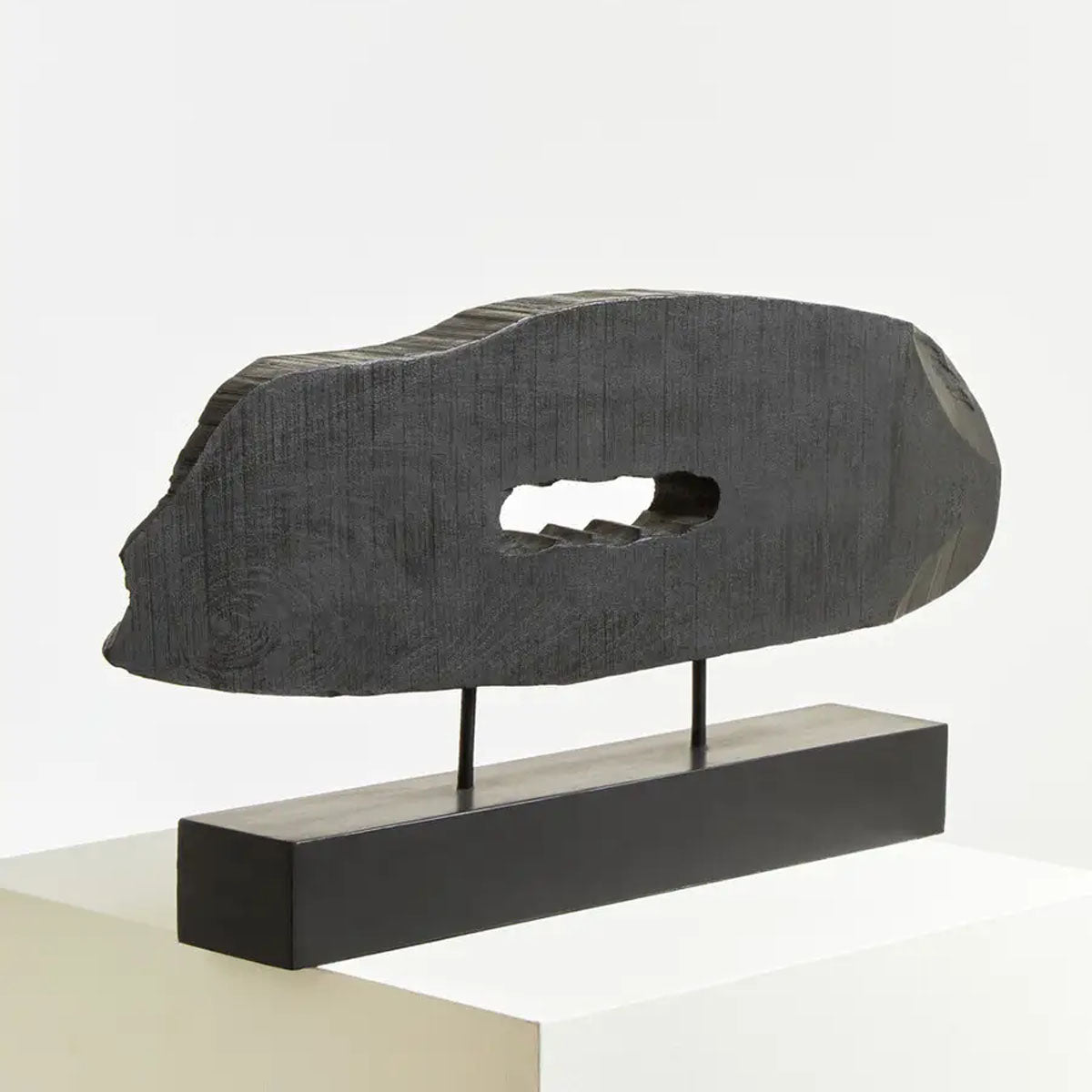 Beaumonde Home Fidel Rustic Black Horizontal Mango Wood Slice Sculpture