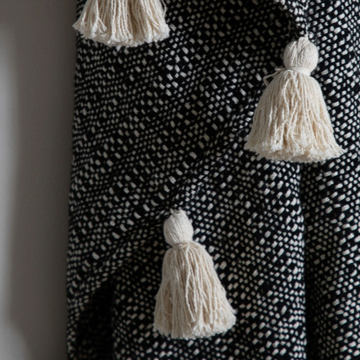 Gallery Direct Woven Throw with Tassels Black