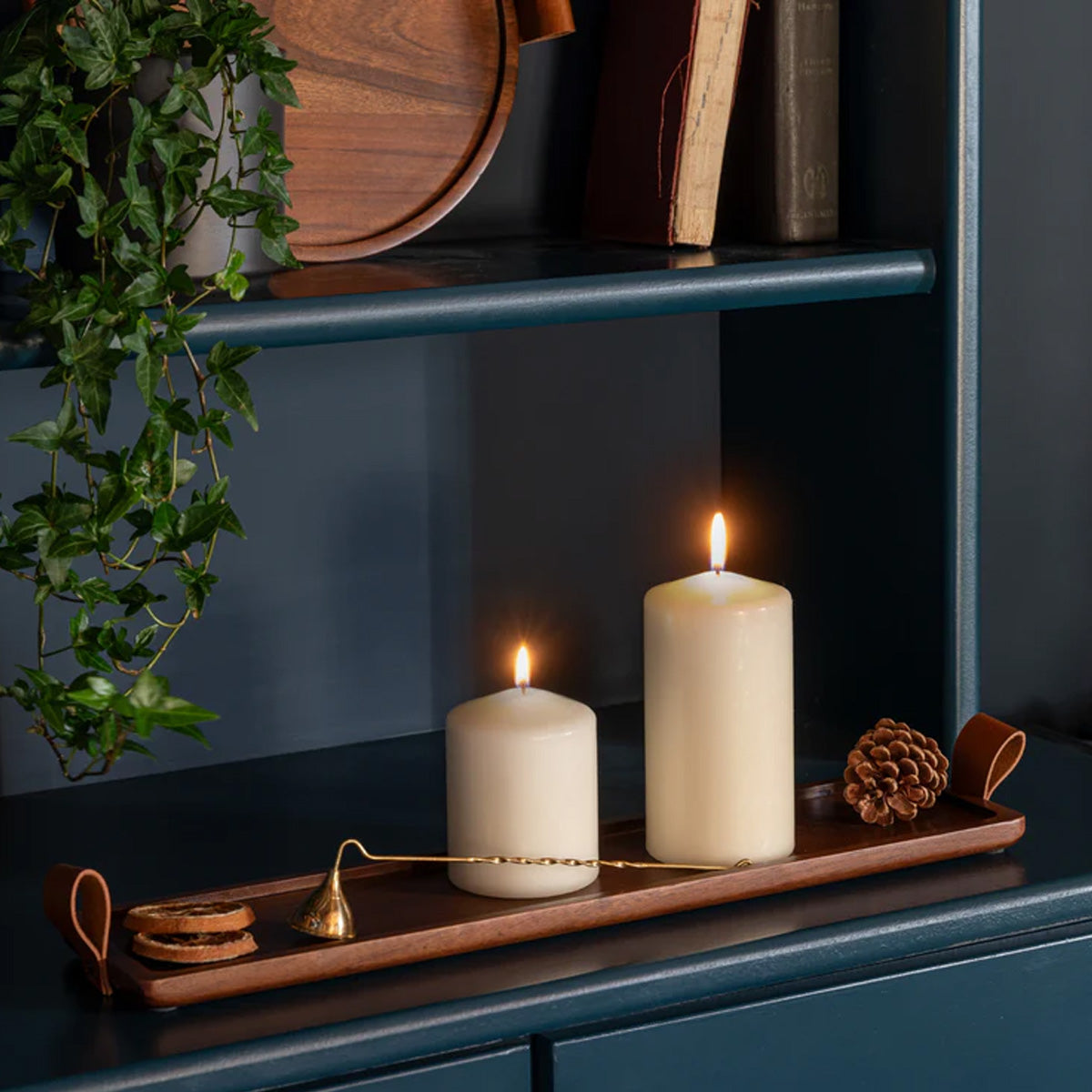 Ivyline Harvey Walnut Wooden Candle Tray