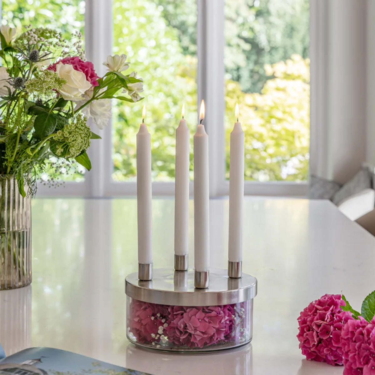 Ivyline Metal Candle Holder with Glass Bowl