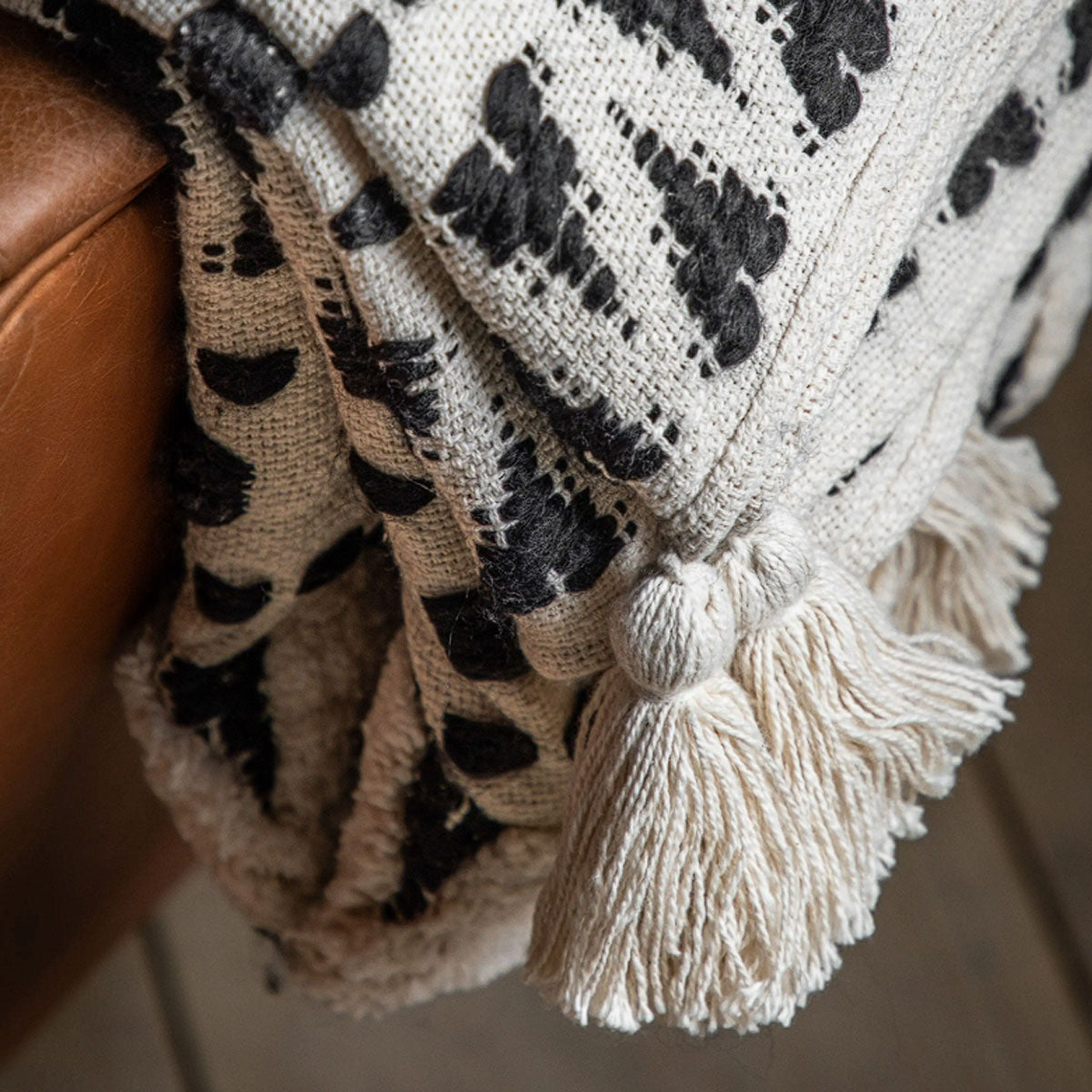 Gallery Direct Black & Cream Tufted Throw