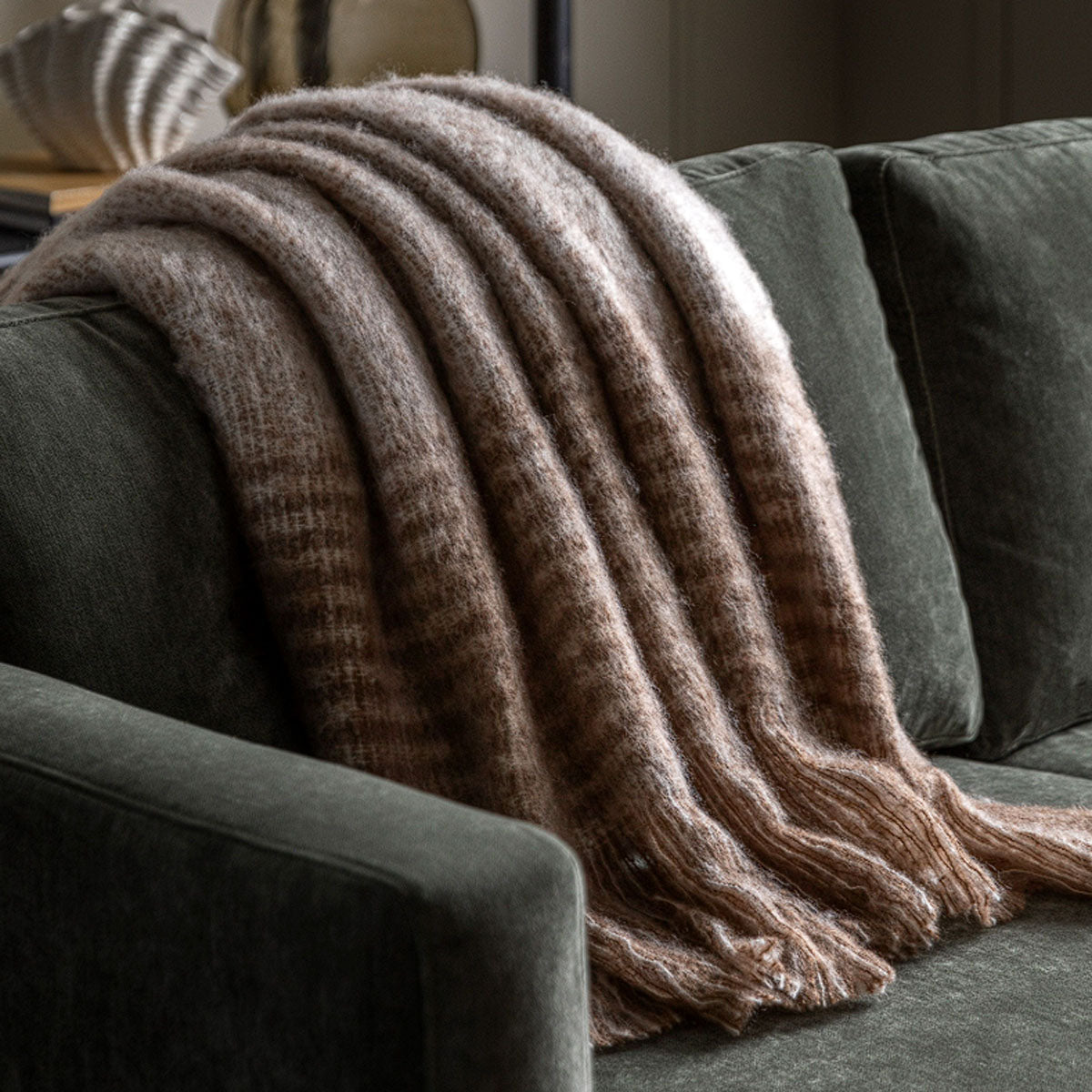 Gallery Direct Faux Mohair Fringe Throw
