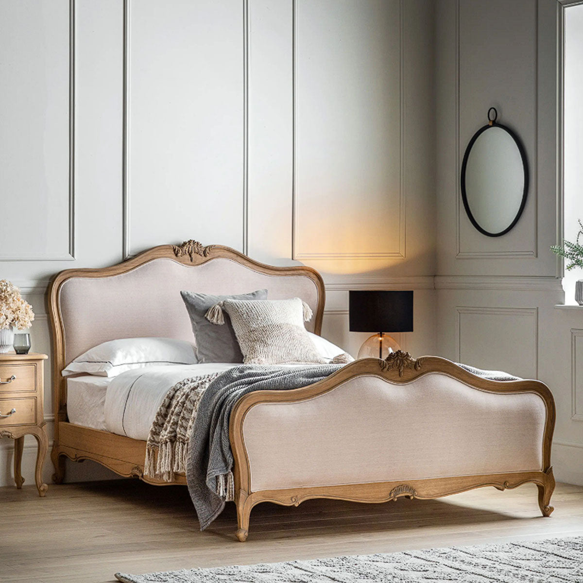 Gallery Direct Chic Linen Upholstered Bed Weathered