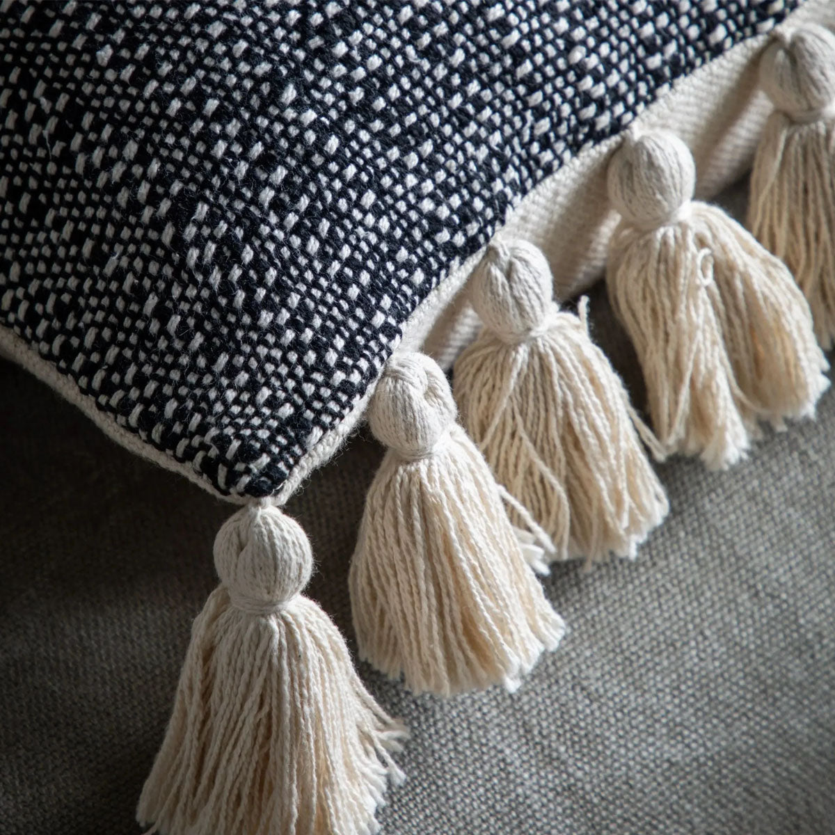 Gallery Direct Woven Cushion with Tassels Black
