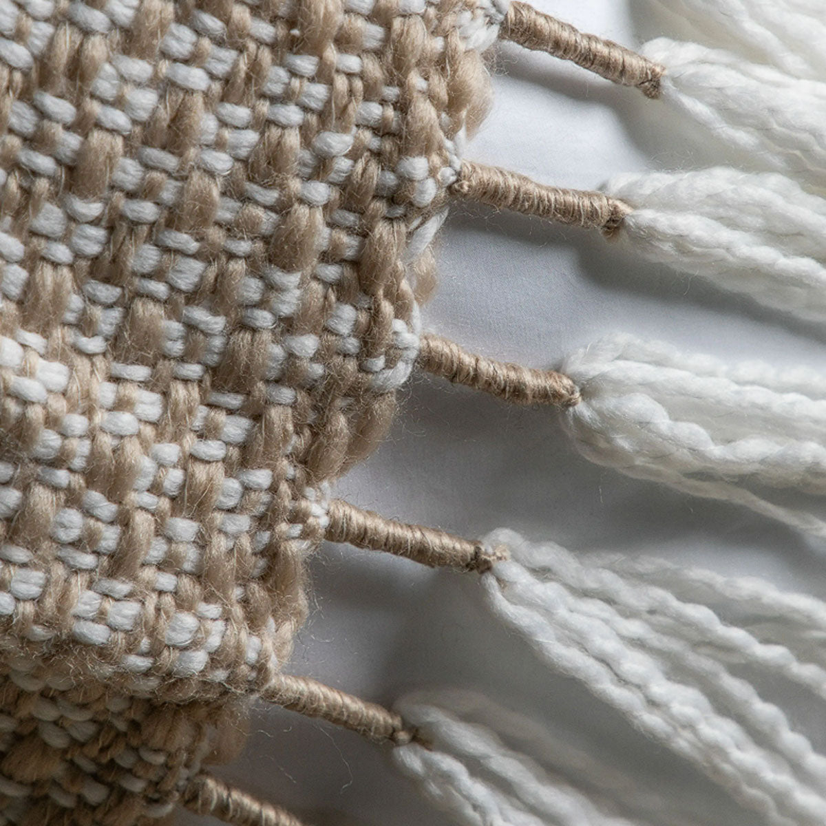 Gallery Direct Woven Wrapped Tassel Throw Natural