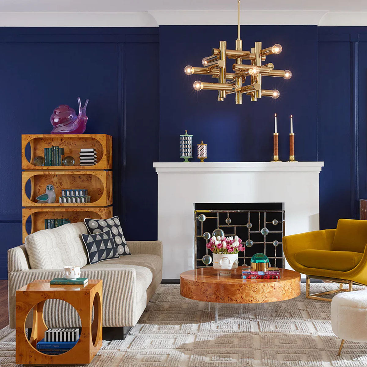 Jonathan Adler Bond Cube Accent Table - Burled Mappa