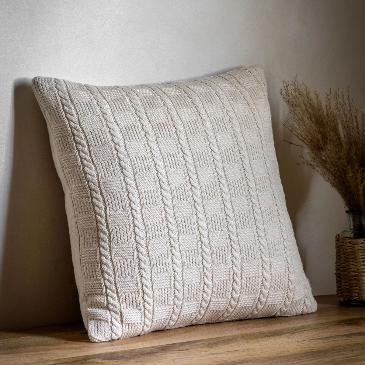 Gallery Direct Cotton Cable Cushion Cream