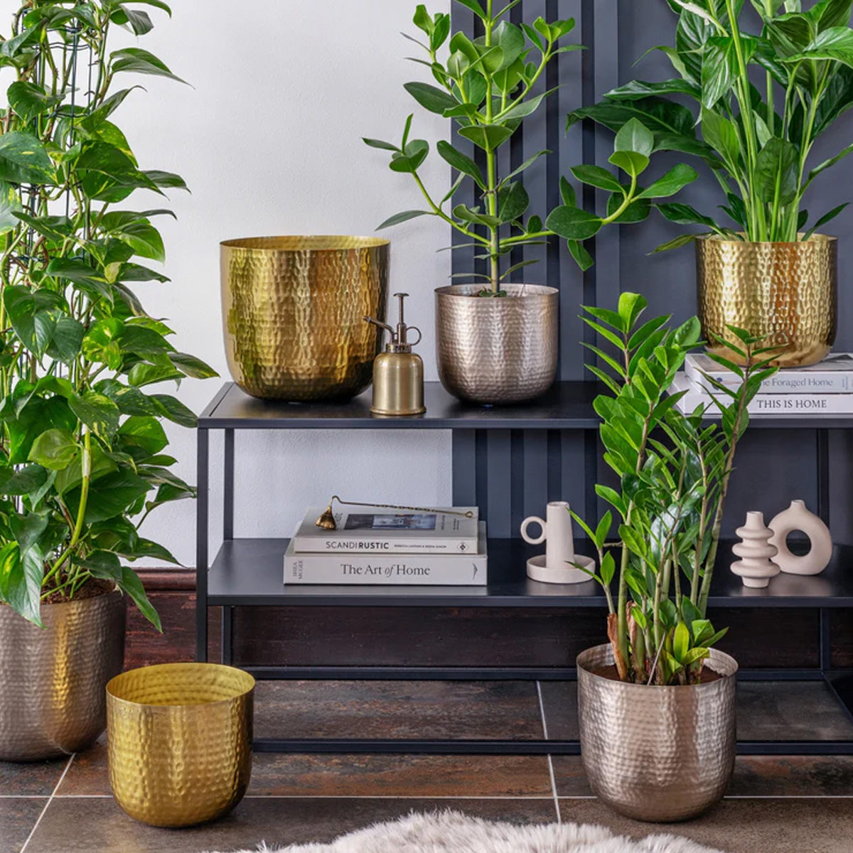 Ivyline Felix Hammered Metal Planter Set of 3