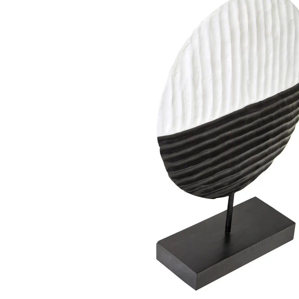 Beaumonde Home Fidel Black and White Mango Wood Round Sculpture
