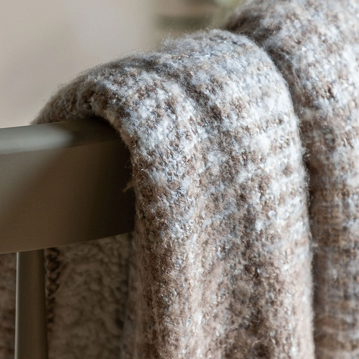 Gallery Direct Woven Natural Faux Mohair Sherpa Throw
