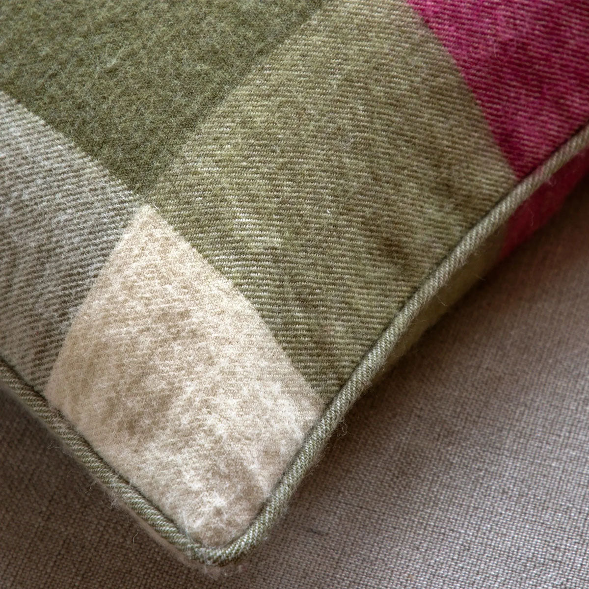 Gallery Direct Dursley Check Cushion Cranberry and Olive