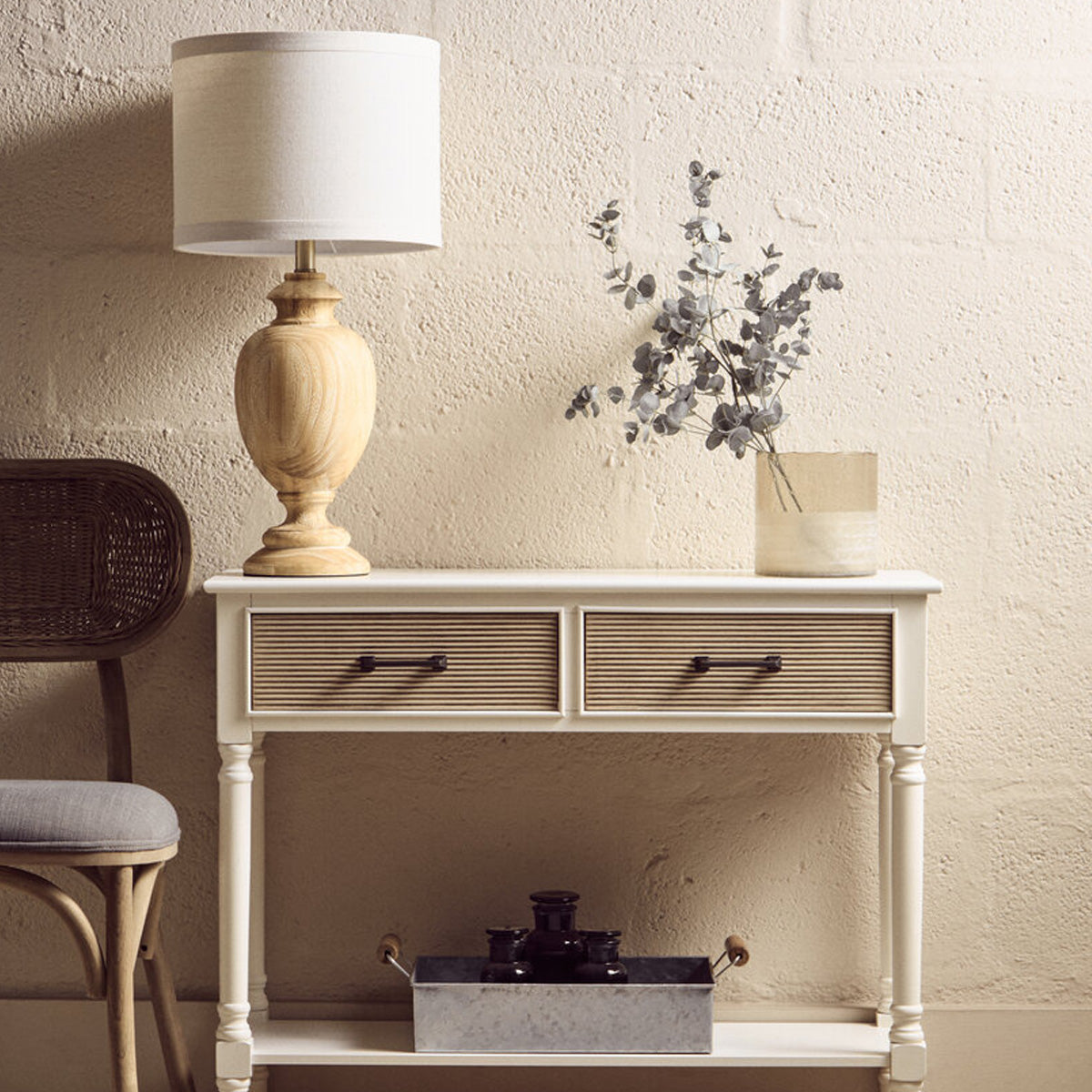 Beaumonde Home Heritage 2 Drawers Pearl White Console Table