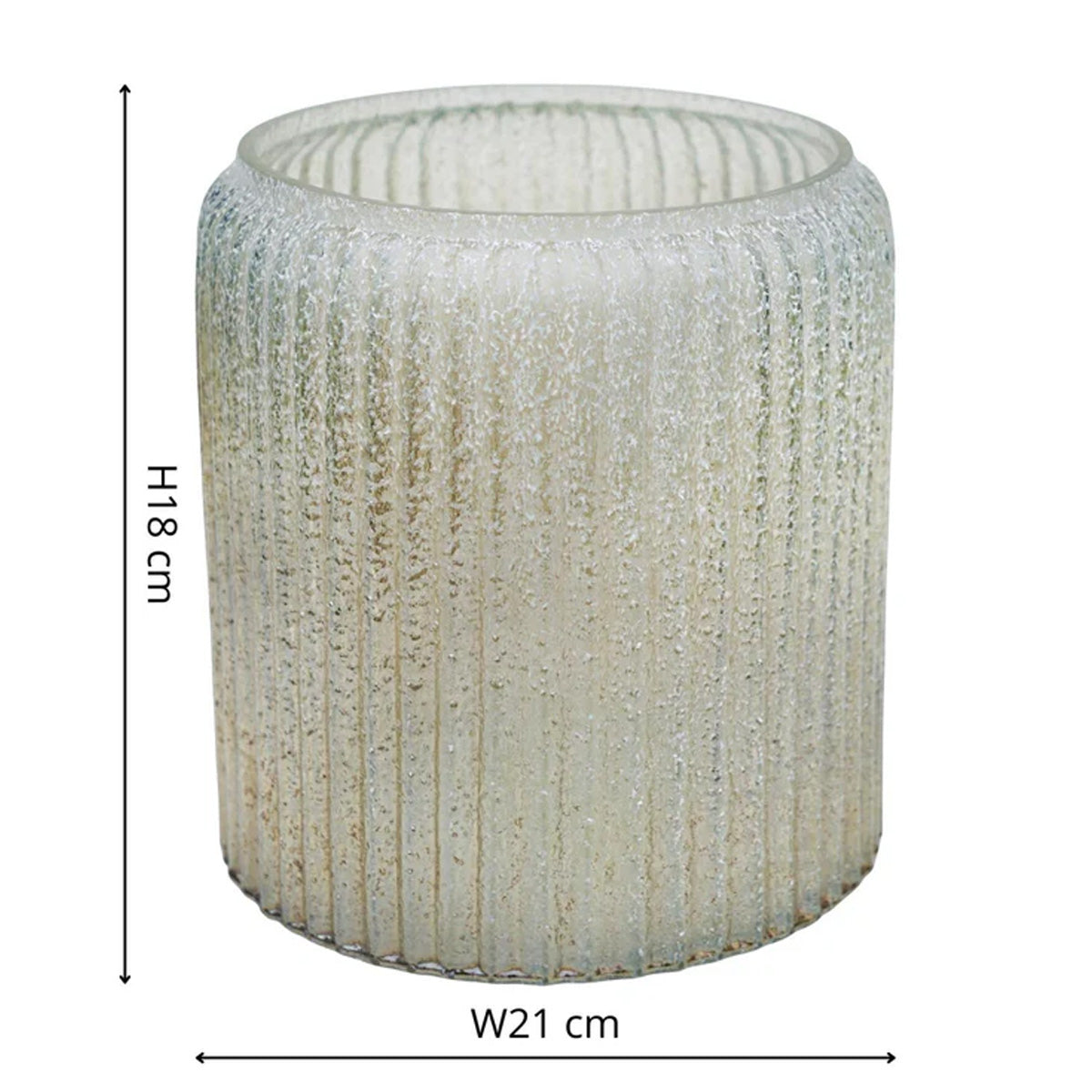 Ivyline Verre Frosted Ribbed Glass Gold Planter