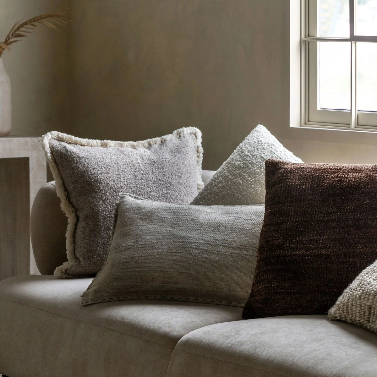 Gallery Direct Woodleigh Fringe Cushion Stone