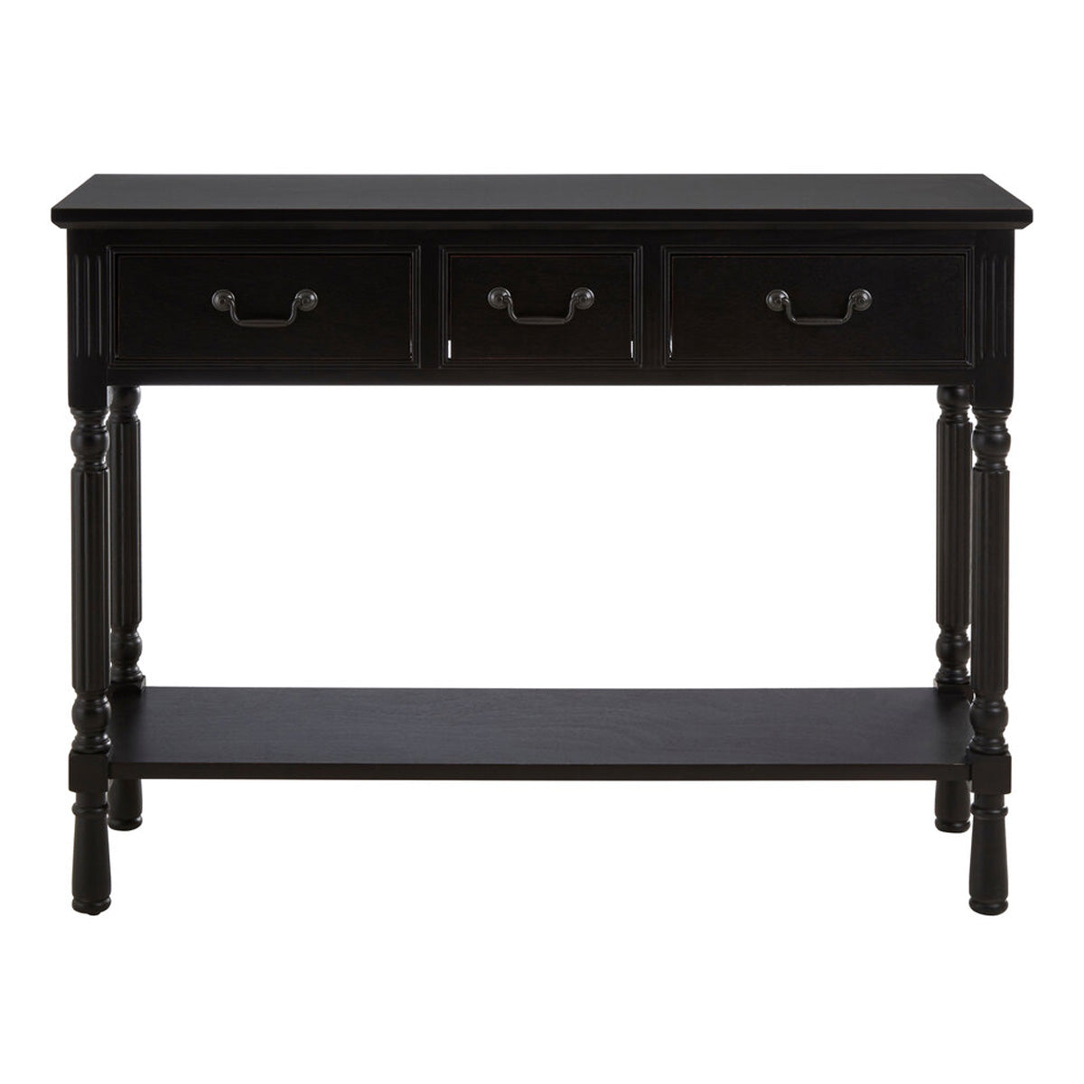 Beaumonde Home Heritage Three Drawer Vintage Black Console Table