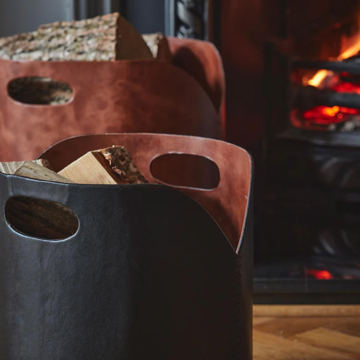 Ivyline Tan Faux Leather Log Bucket