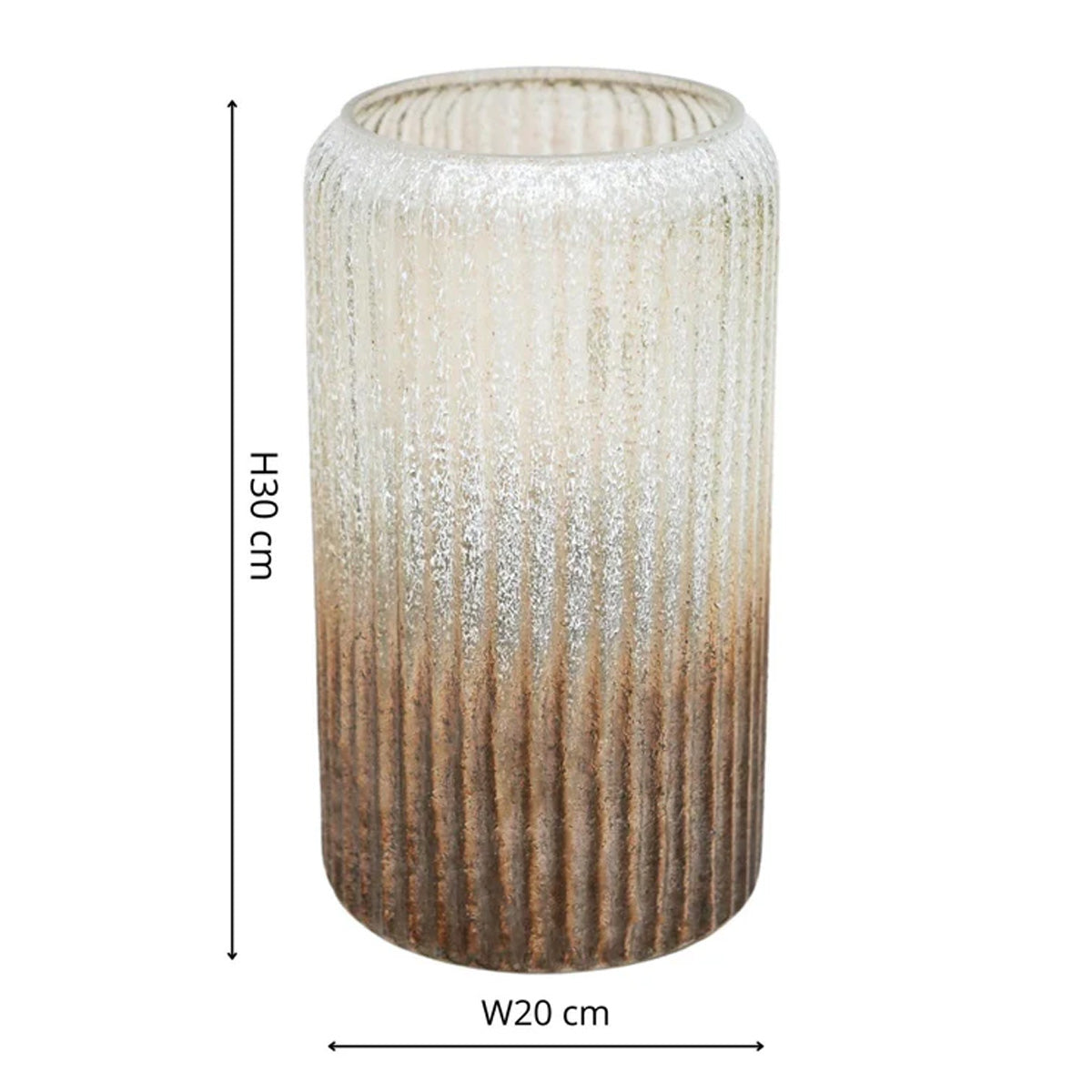 Ivyline Verre Frosted Ribbed Glass Gold Vase