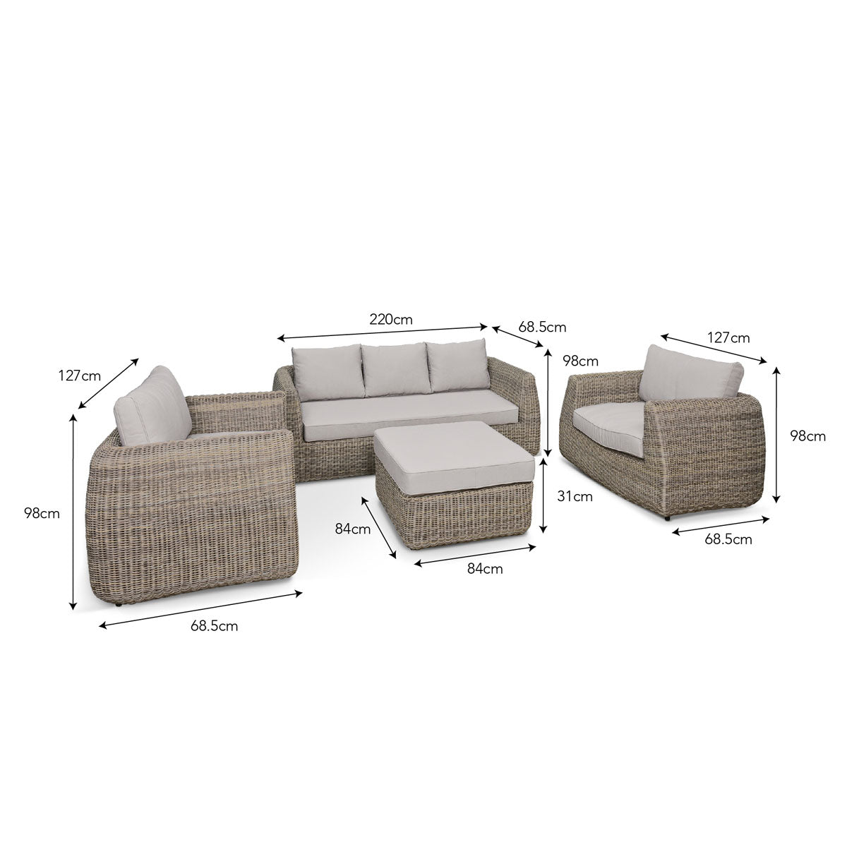 Garden Trading Skala 3 Seater Sofa Set Light Rattan