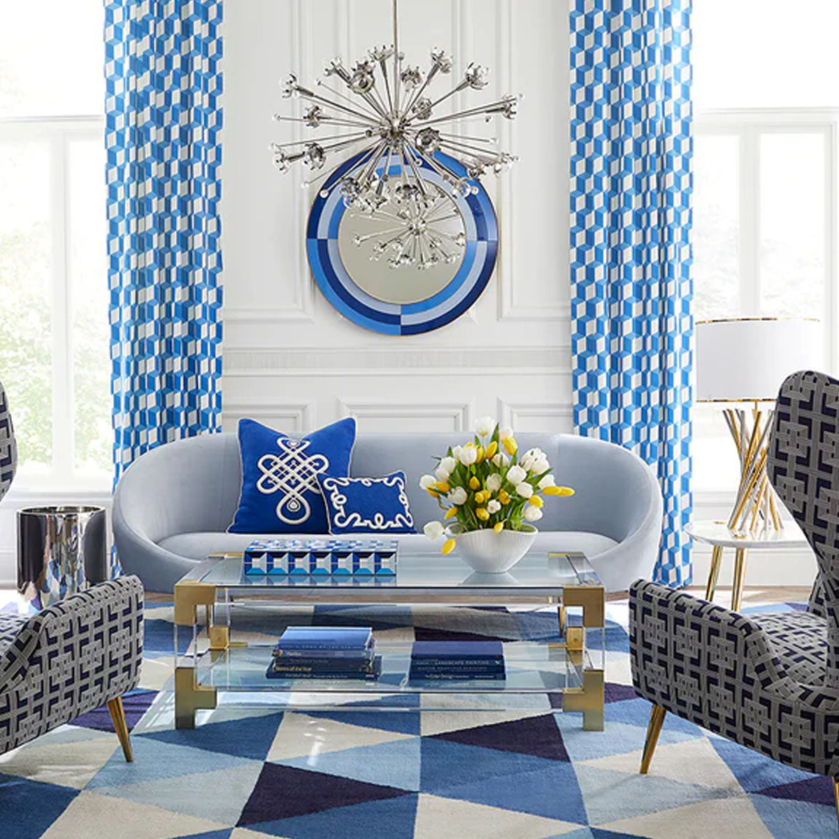 Jonathan Adler Harlequin Round Mirror