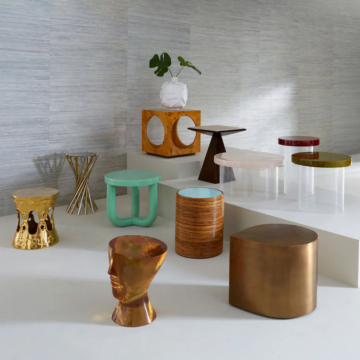 Jonathan Adler Bond Cube Accent Table - Burled Mappa