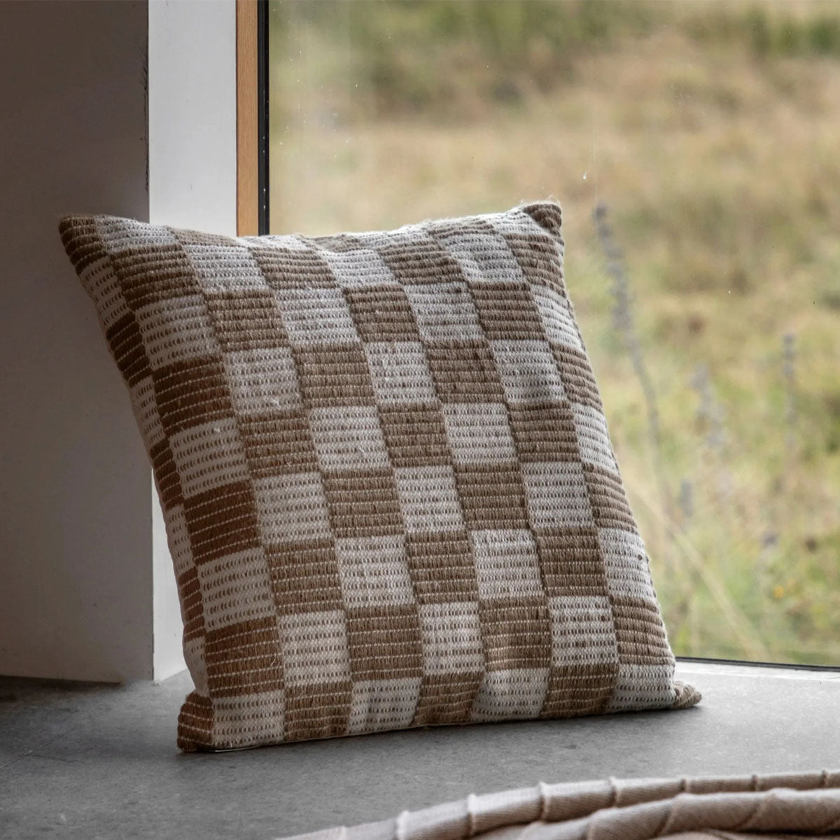 Gallery Direct Winster Check Woven Cushion Taupe