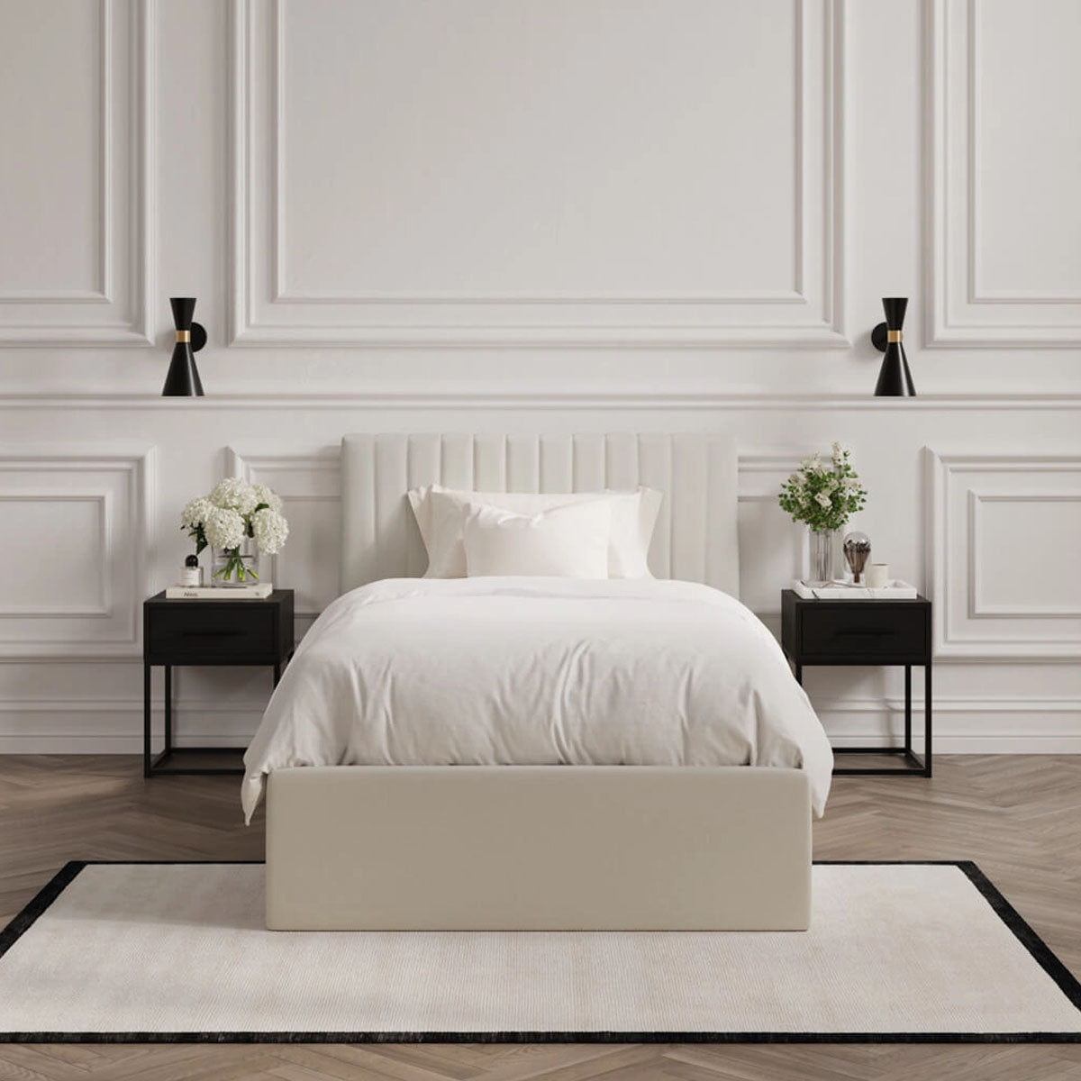 HO+ME Berlin Tall Ottoman Single Bed In Milk