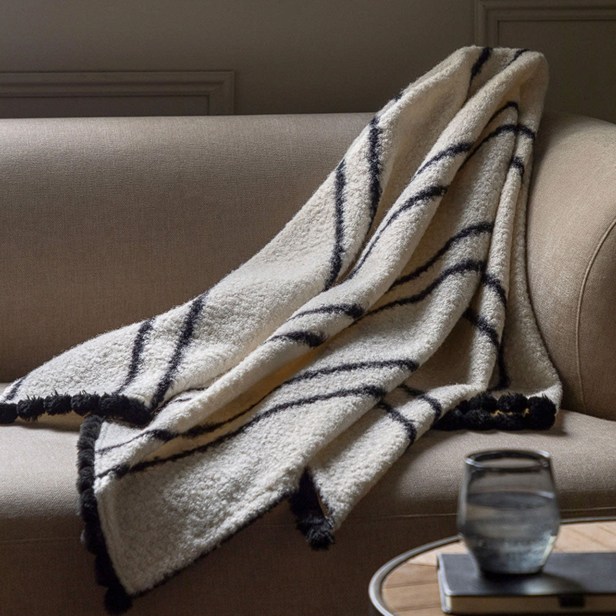 Gallery Direct Ophelia Scalloped Throw Cream & Black