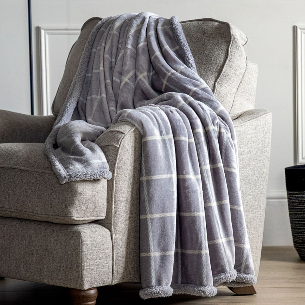 Gallery Direct Window Payne Sherpa Throw Grey