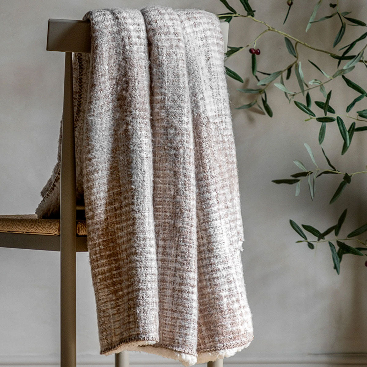 Gallery Direct Woven Natural Faux Mohair Sherpa Throw