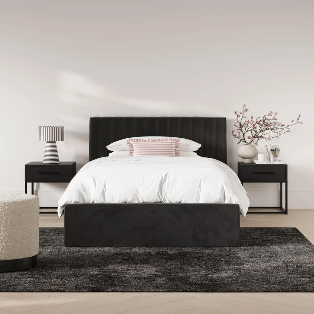 HO+ME Berlin Ottoman Single Bed In Black