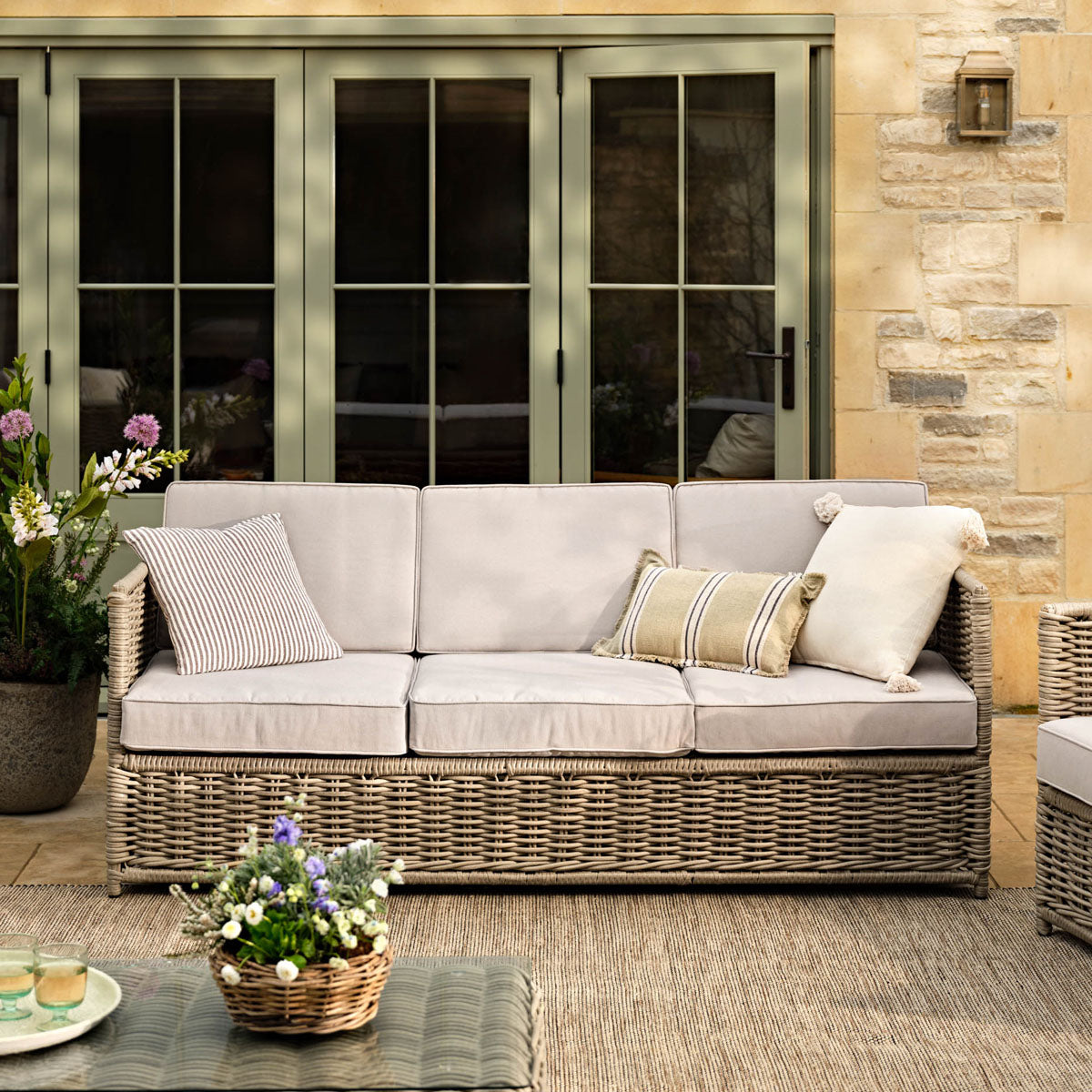 Garden Trading Harting 3 Seater Sofa Light Rattan