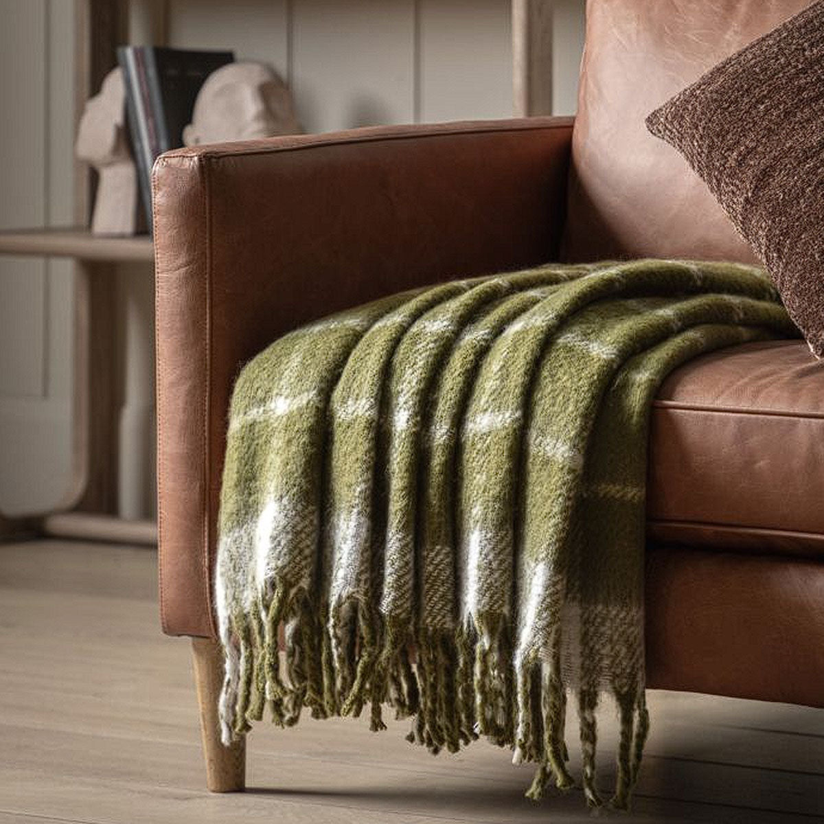 Gallery Direct Poly Faux Mohair Check Throw