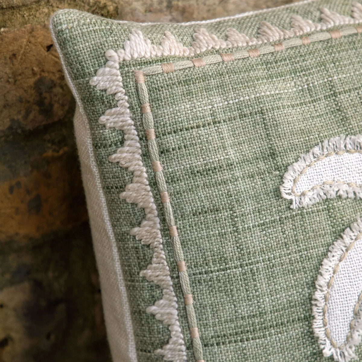 Gallery Direct Nohea Embroidered Palm Tree Cushion Sage