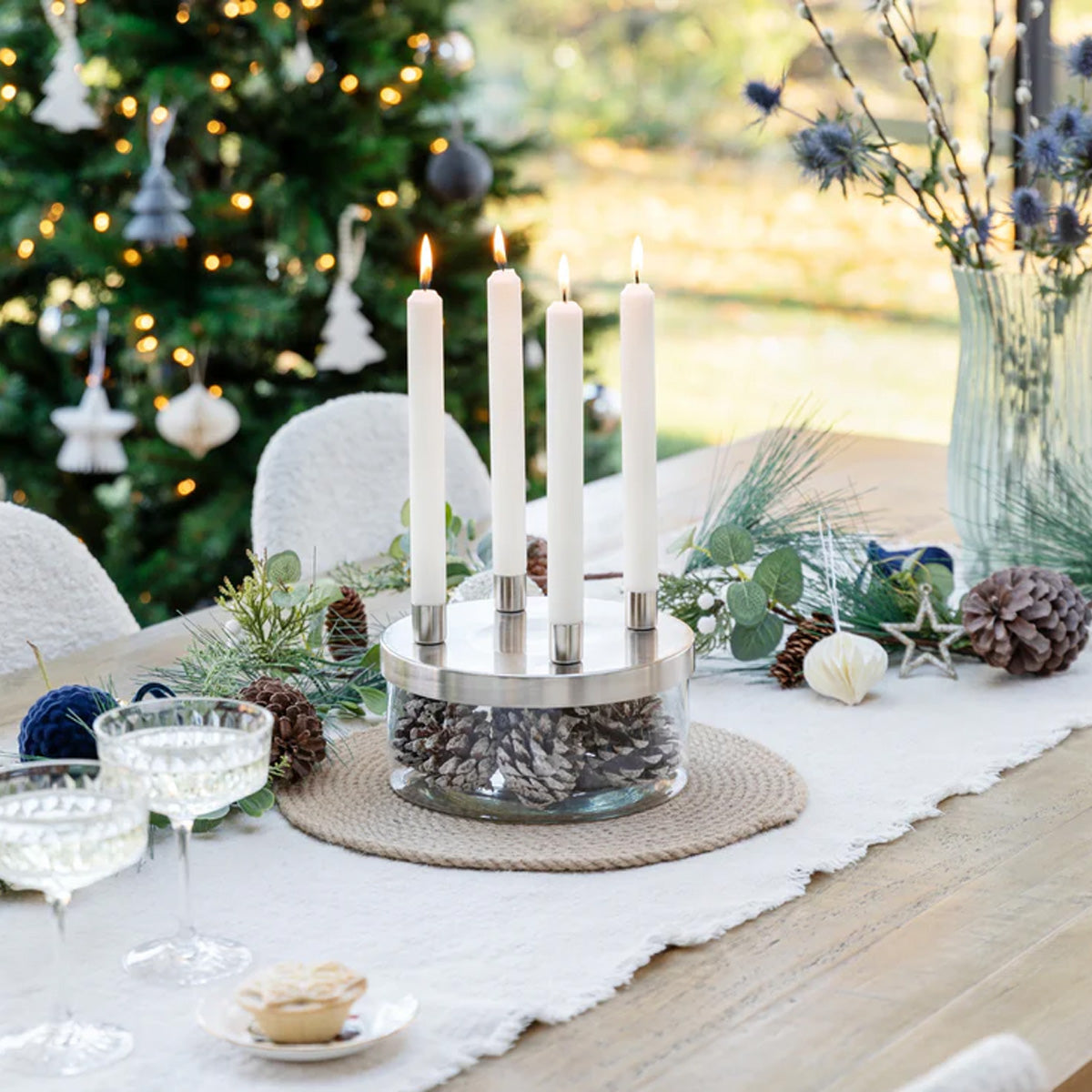 Ivyline Metal Candle Holder with Glass Bowl