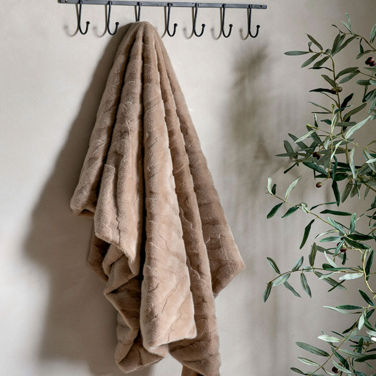 Gallery Direct Chevron Rabbit Faux Fur Throw Mink