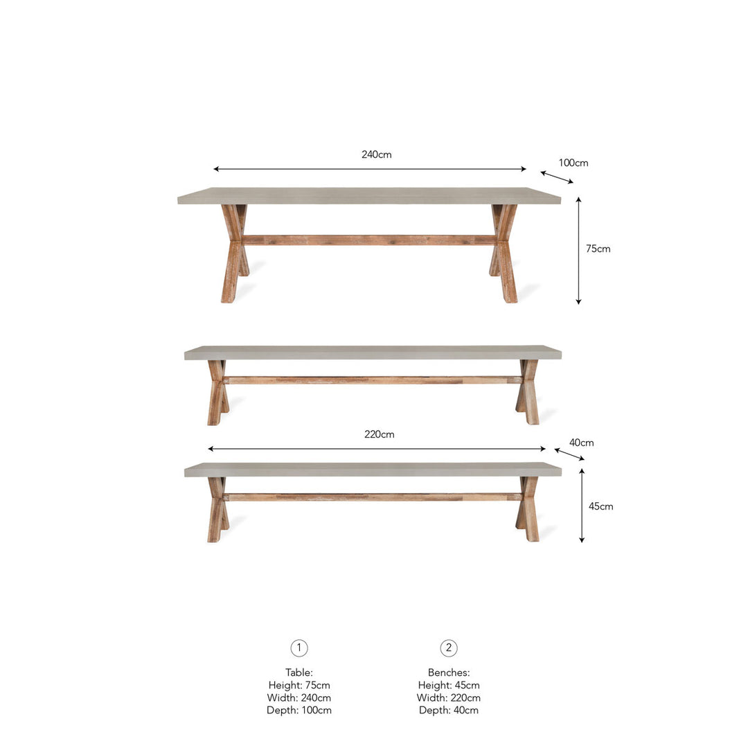 Garden Trading Burford Table & Bench Set Large Natural