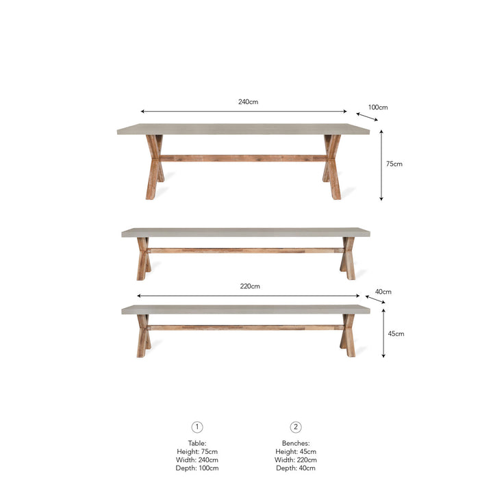 Garden Trading Burford Table & Bench Set Large Natural