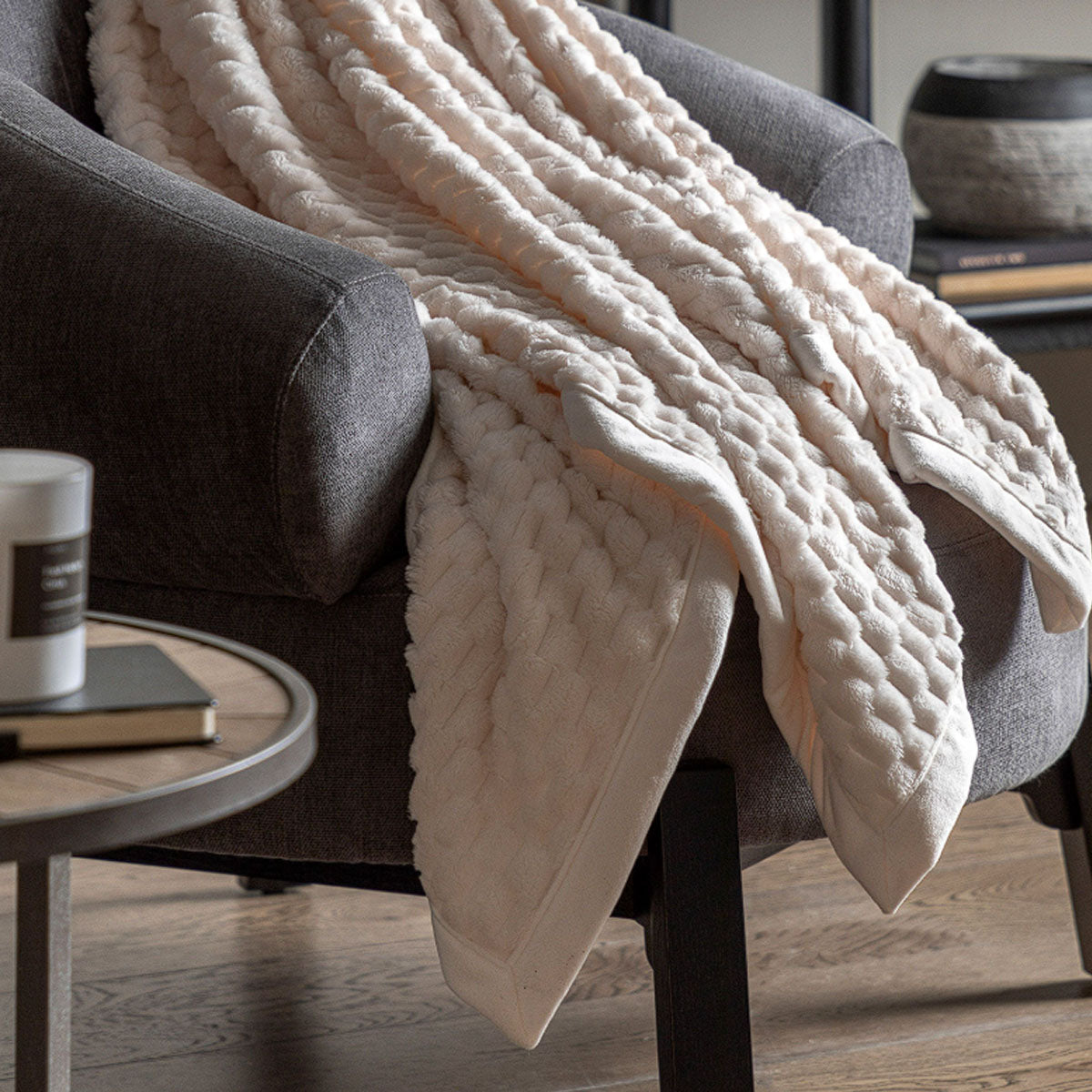 Gallery Direct Jacquard Velvet Knitted Throw